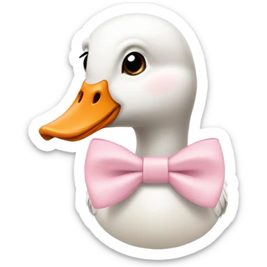 goose wearing light pink bow around its neck sticker