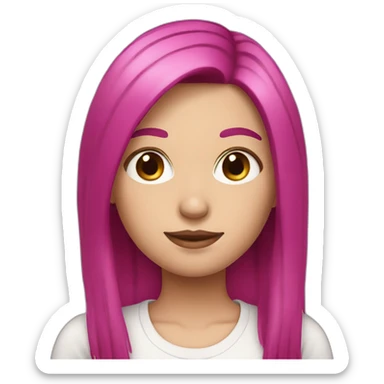 White girl with medium long straight magenta hair  sticker