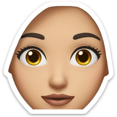 Women with dark brown hair and eyes and long eyelashes and pinky cheeks and lips and thick eyebrows sticker