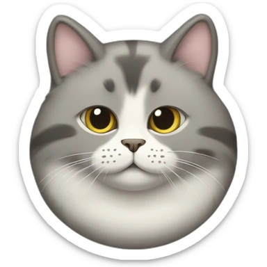 a round-faced cat with a grey beehive and no pattern all over sticker