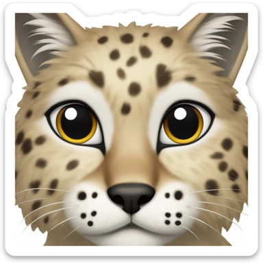highland lynx cat with white fur and black spots sticker