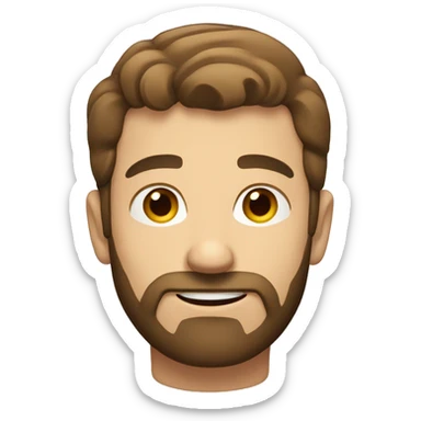 Smug Caucasian man with short brown hair and short brown beard.  sticker