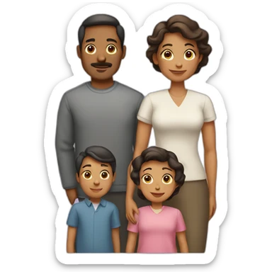 Family with 4, father, mother, Big boy, small girl sticker