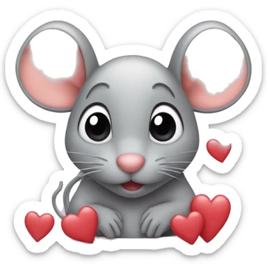 Mouse with a lot of hearts  sticker
