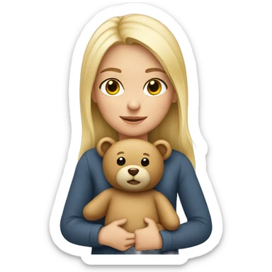 Blonde girl holding a teddy bear sticker