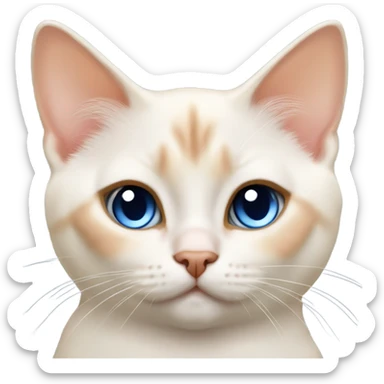 chubby flame point Siamese, white fur with orange accents and blue eyes  sticker