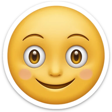 Emoji, yellow round smiling face, curved eyes sticker