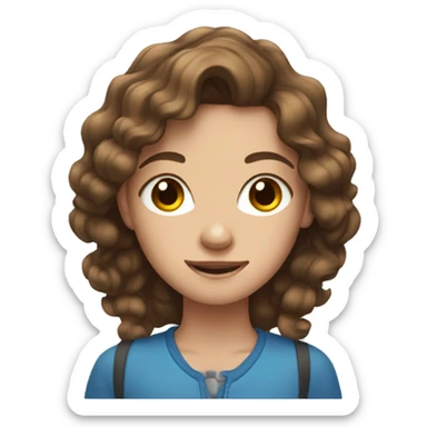 teenaged girl with wavy brown hair and blue eyes sticker