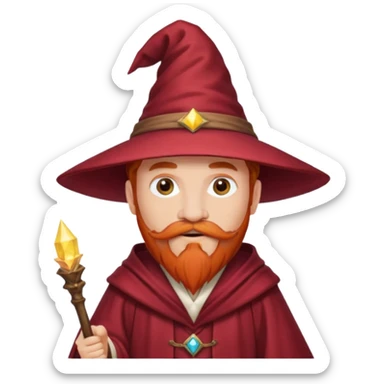 red haired wizard with mustache sticker