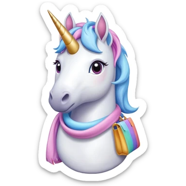 Unicorn with a tote Bag around her neck sticker