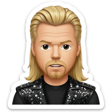 James Hetfield with long dark blonde hair, black sequin outfit  sticker