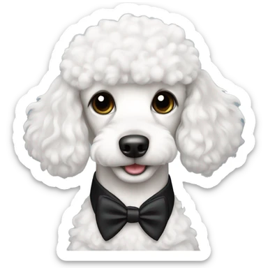 Mini white poodle in black tuxedo sticker