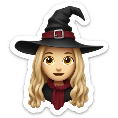 beautiful long haired witch, red, black, burgundy sticker