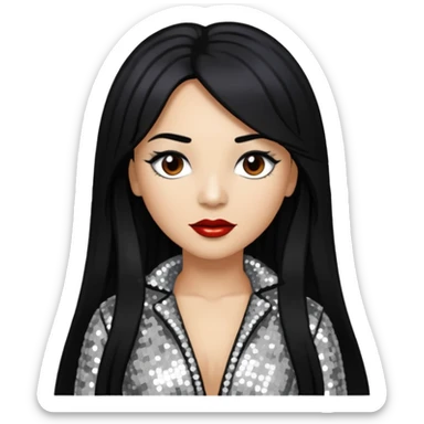 Chilli from TLC with long black hair, silver outfit sticker