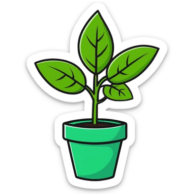Fresh basil plant with green leaves sticker