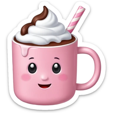 Marshmallow pink hot chocolate no face sticker