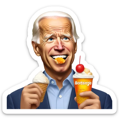 Joe Biden eating ice cream and drinking Gatorade sticker