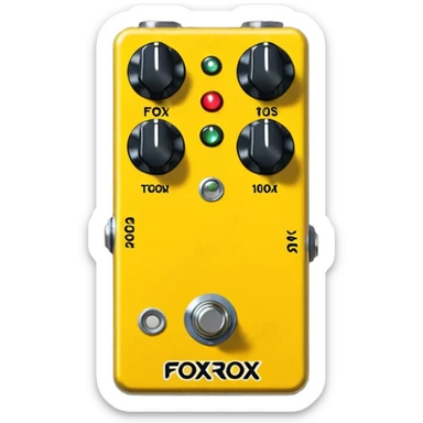 Yellow FOXROX “FR 100” guitar pedal sticker