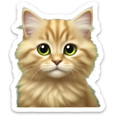 fluffy golden scottish straight kitten with tipped black fur, green eyes sticker