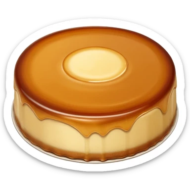 round caramel flan, glossy top, soft custard texture sticker