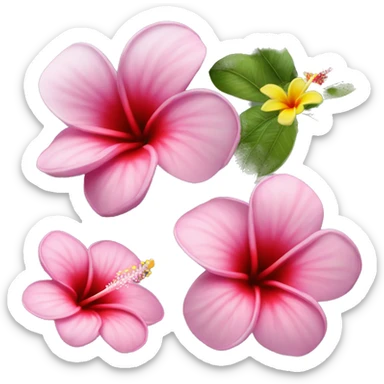 plumeria flower and hibiscus flower sticker