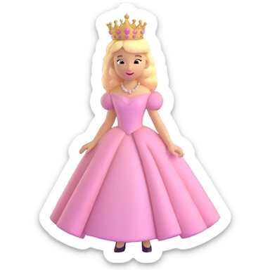 blonde Caucasian princess with voluminous light pink dress sticker