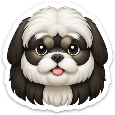 white and black shih tzu dog sticker