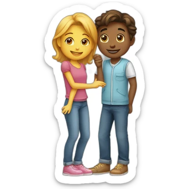 Fille et garçon bisous sticker