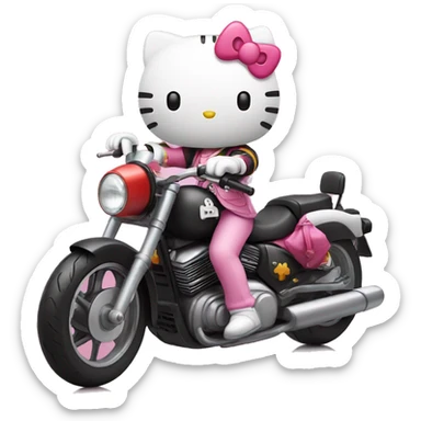 hello kitty riding a motorcycle sticker