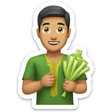 a malay guy holding ketupat casually sticker