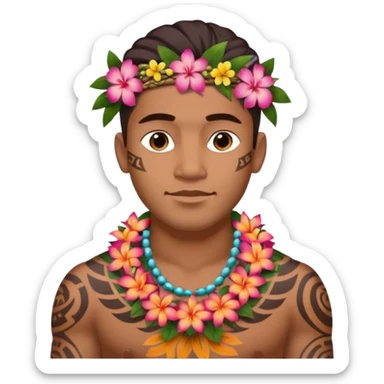 Hawaiian Polynesian male with tribal tattoo sleeve sticker