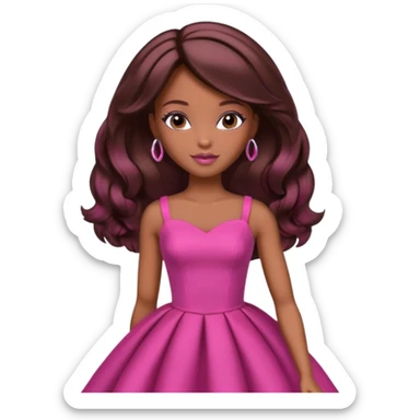 black barbie with brown hair with burgundy highlights  sticker