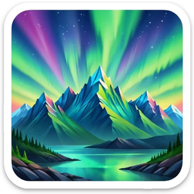 Northern Lights aesthetic mountains  sticker