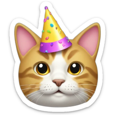 cat with a party hat and confettis sticker