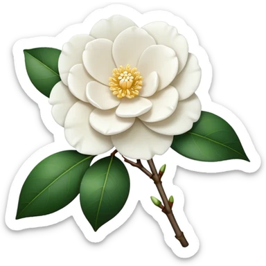 single White Camellia, straight stem sticker