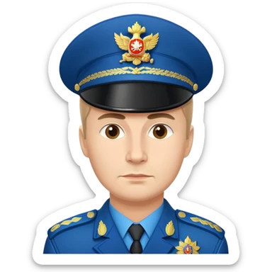 Russian policeman with traditional Russian police hat and uniform sticker