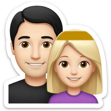 make a father and a daughter. both fair skinned. the daughter blonde, the father black haired. both straight haired. they are happy. sticker