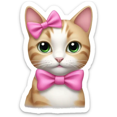 Cat with a pink bow sticker