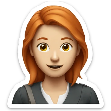 Smart, redheaded woman using a calculator sticker