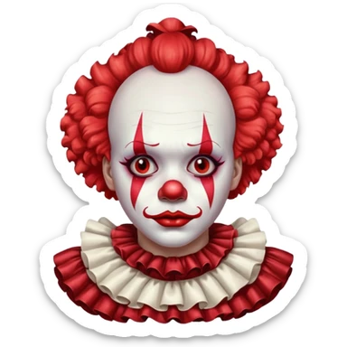red glitter clown with the sad facial expression sticker