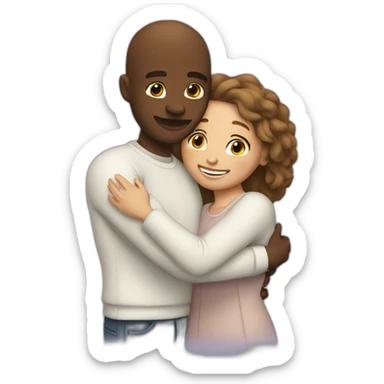 White couple hug sticker