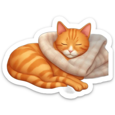 Orange cat sleeping on a blanket sticker