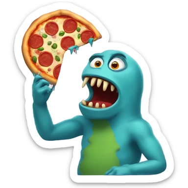 Pizza eating monster sticker