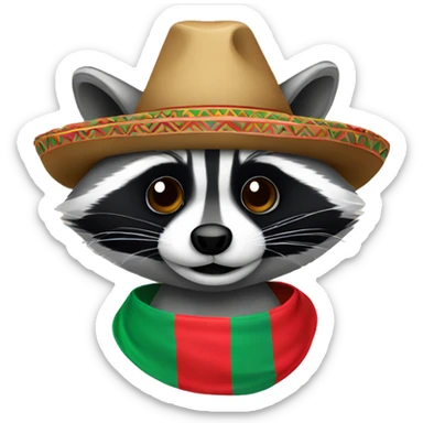 Raccoon with a Mexican hat on sticker