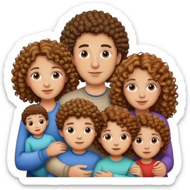 Familie mit 5 Kindern lockige Haare  sticker
