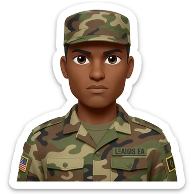 Make the soldier look more serious, make his black complexion, lighter skin to caramel brown sticker