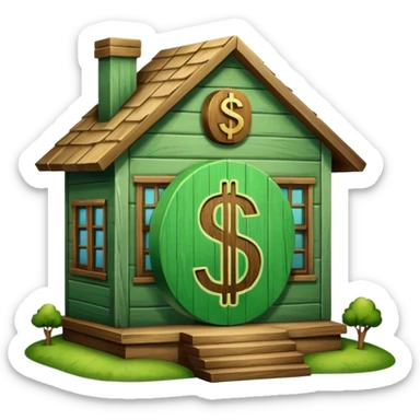 a normal simple house with a big dollar sign in the middle sticker