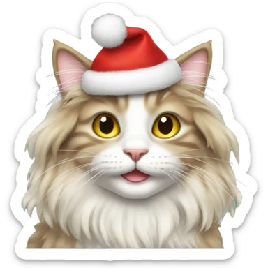 long haired happy christmas cat sticker
