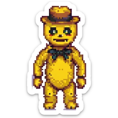 yellow Freddy from FNAF 1 with black eyes sticker