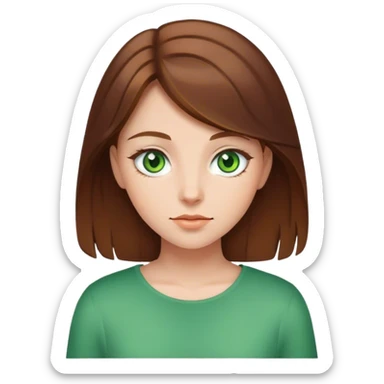 Girl with brown hair and green eye sticker